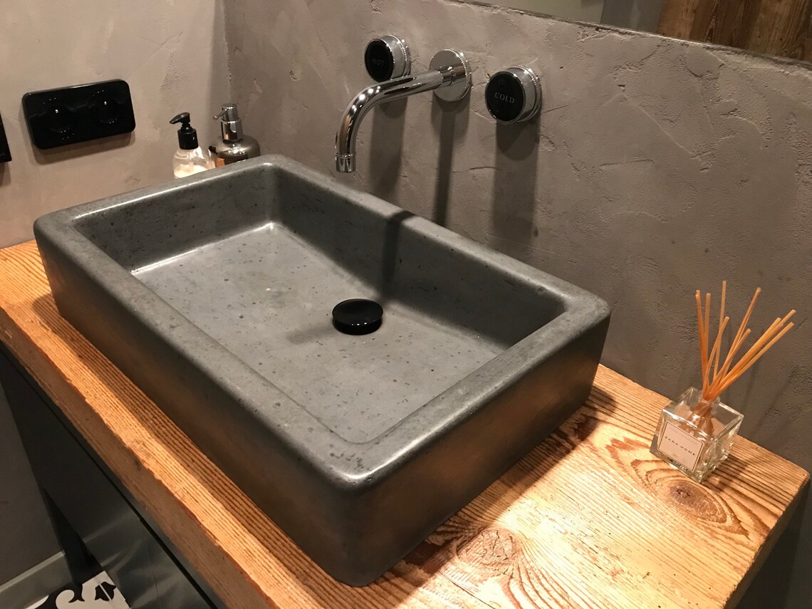 Dunkelgraues rechteckiges großes Betonbecken UB11 | Etsy