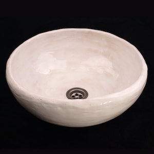 UM8 White cracle sink, round overtop washbasin, handmade ceramic washstand