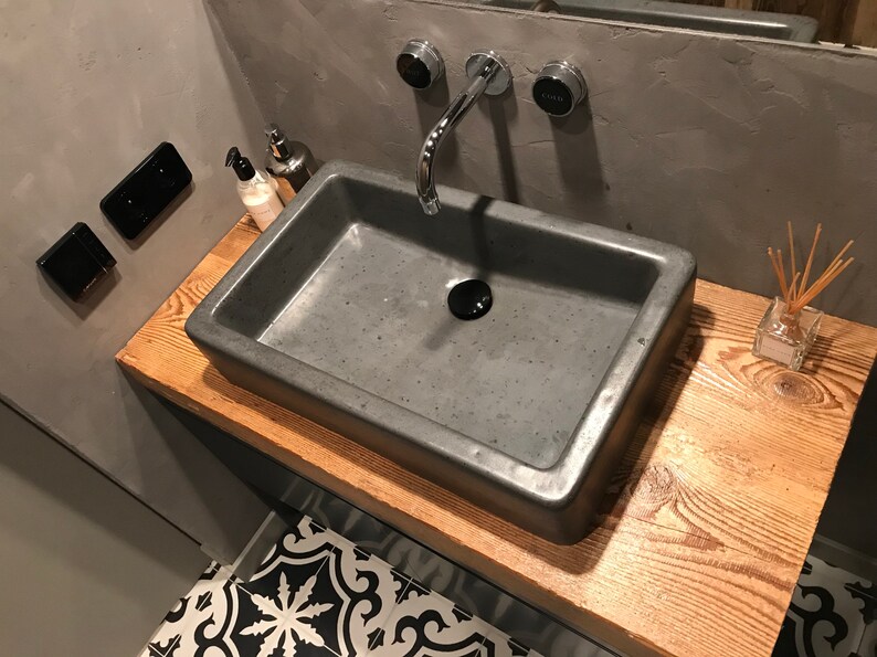 Big Dark Gray Concrete Sink UB11