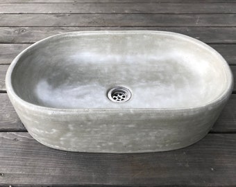 Lavabo ovale in cemento grigio UB7, lavabo