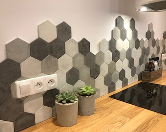 KB2 Gray Mix Concrete Hexagon Tiles - 115pcs