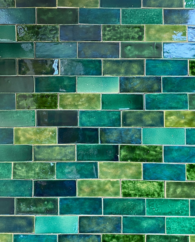 CEG Bottle green brick ceramic tiles, green mix 115pcs 1m2 10,76 sq.ft image 2