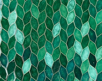 Feuilles - carreaux dans les tons de vert - L'ensemble contient 140 pièces - 1 m2