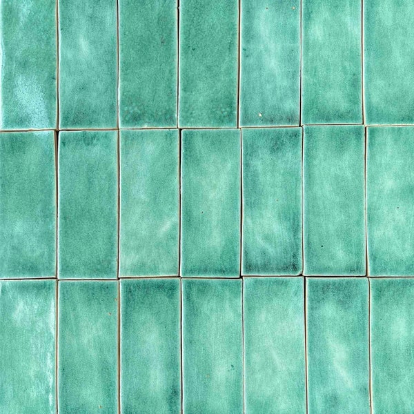CEG conjunto de muestras azulejos de ladrillo verde, ladrillos de cerámica verde botella, azulejos de pared en forma de ladrillo,