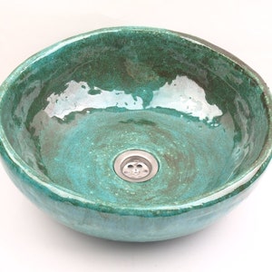 UM8 Sea basin, round overtop washbasin, handmade ceramic washstand