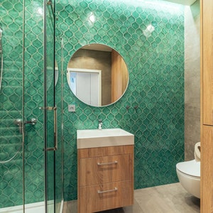 BOMBAJ Shades of green mix tiles - The set contains 110 items - 1m2