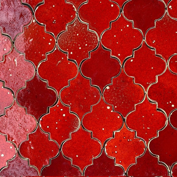 CAS - SAMPLE SET - Moroccan tiles, Casablanca, Oriental, red ceramic tiles unique and handmade - 5pcs