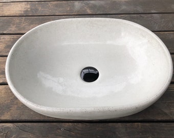 UB20 Medium White Concrete Oval Sink, Washbasin
