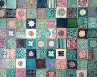 KK52 Duskiness and turquoises ceramic tiles - 100 pcs - 1m2 = 10,76 sq.ft