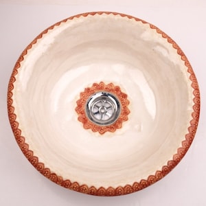 UM1 Lavabo redondo de cerámica. Cuenco de cerámica de ambiente folk