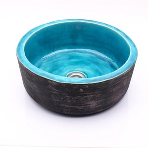 UM22 Turquoise scale rock round sink, overtop washbasin, unusual washstand