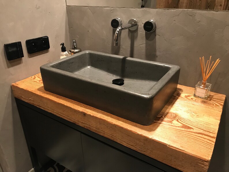 Big Dark Gray Concrete Sink UB11