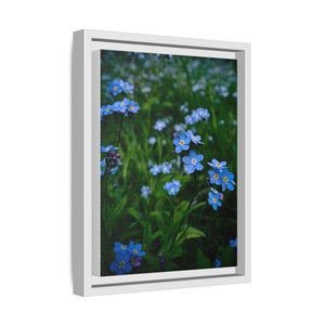 Cuadro decorativo de pared en lienzo mate con marco y estampado floral de nomeolvides azules, 23 x 30 cm (vertical) imagen 10