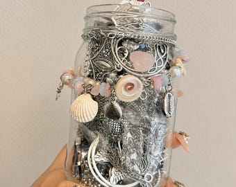 Silber Mystery Schmuckglas, silberfarbene Schmuckschatulle, Halskette Ohrringe Ringe Armband Überraschungsgeschenk für sie