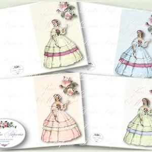 TARJETAS VINTAGE ROMÁNTICAS  - Imprimir, Cortar y Doblar- Descarga instantánea - Colores Pastel