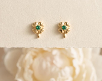 925 sterlingzilveren bloemenoorknopjes groene zirkonia bloem bloesem minimalistische sierlijke alledaagse sieraden cadeau voor haar