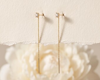 925 sterlingsilver CZ-trädare med hänge, guldpläterad minimalistisk lång linje med gnistrande hänge, present till henne