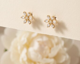 Boucles d'oreilles en argent sterling 925 avec fleurs
