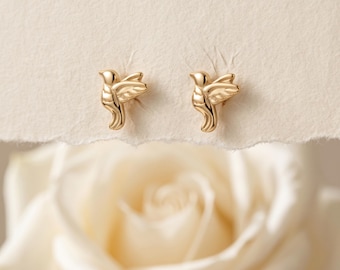 925 Sterling Silver Bird Stud Earrings, Minimalist Bird Earrings, Dainty Animal Earrings for Women, Gift for Her