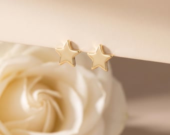 925 Sterling Silver Star Stud Earrings, Minimalist Celestial Star Studs, Dainty Everyday Jewelry Gift for Her