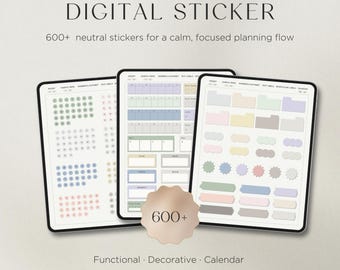 Minimal Digital Planner Stickers – Functional Labels, Calendar, Memo (Digital Download)