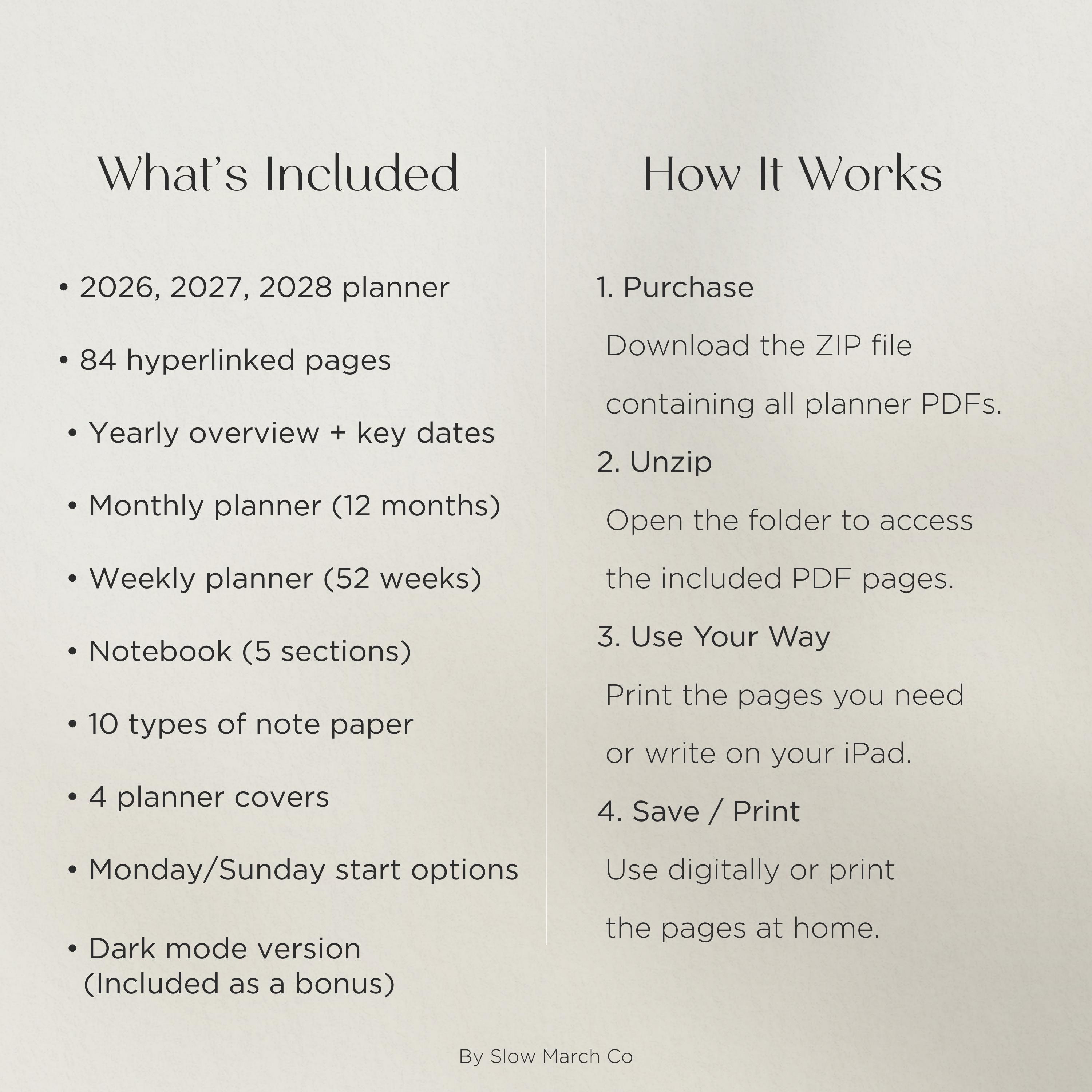Minimal Digital Planner - 2026, 2027, 2028 Hyperlinked Yearly Monthly ...