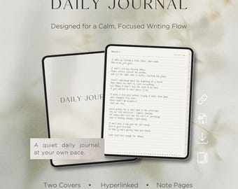 Dagboek met maandpagina's, ongedateerd | Digitaal dagboek voor dagelijks schrijven, rustig minimaal