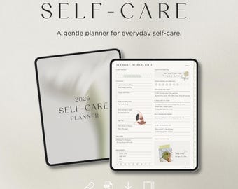 Zelfzorgplanner 2026 | Minimal Wellness digitale iPad-planner (pdf)