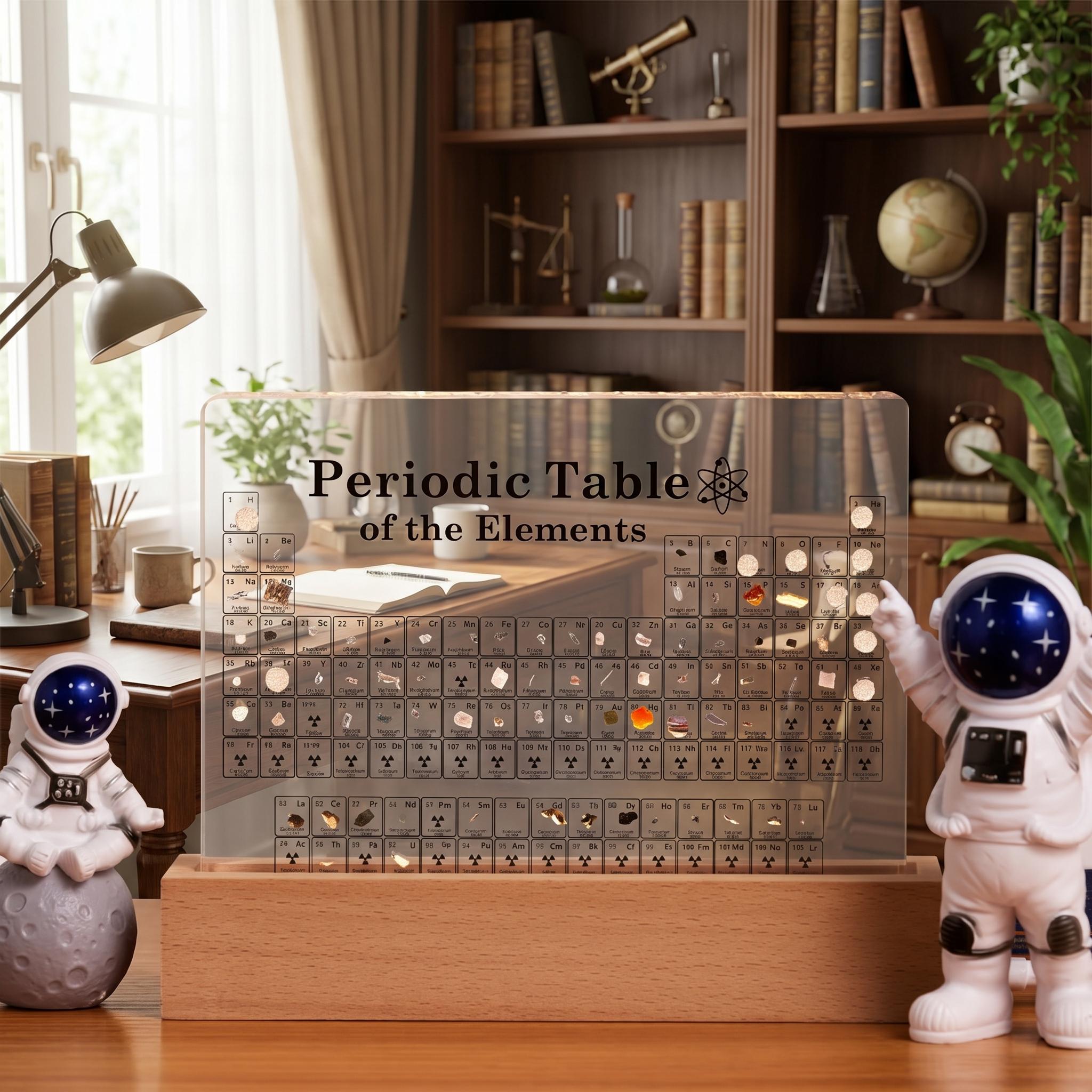 Acrylic Periodic Table With Real Elements | LED Light up Wooden Base ...