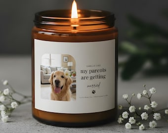 Custom Pet Photo Candle, Dog Wedding Announcement, My Parents Are Getting Married Gift