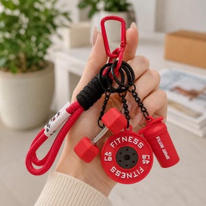 Fitness Bag Charm, Dumbbell Keychain, Personalized Gym Girl Gift, Engraved Workout Lover Accessory image 10