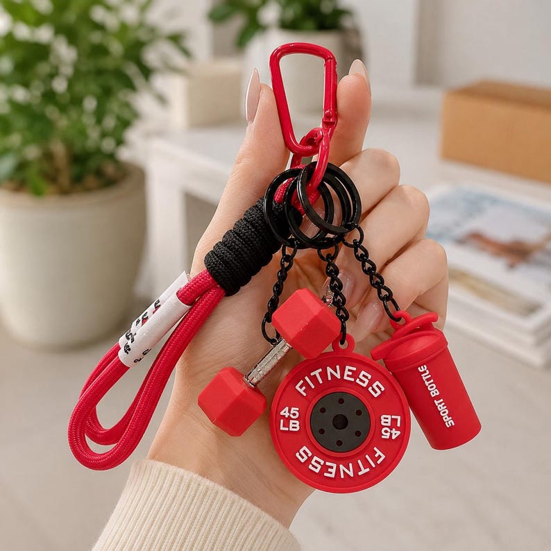 Fitness Bag Charm, Dumbbell Keychain, Personalized Gym Girl Gift, Engraved Workout Lover Accessory image 10