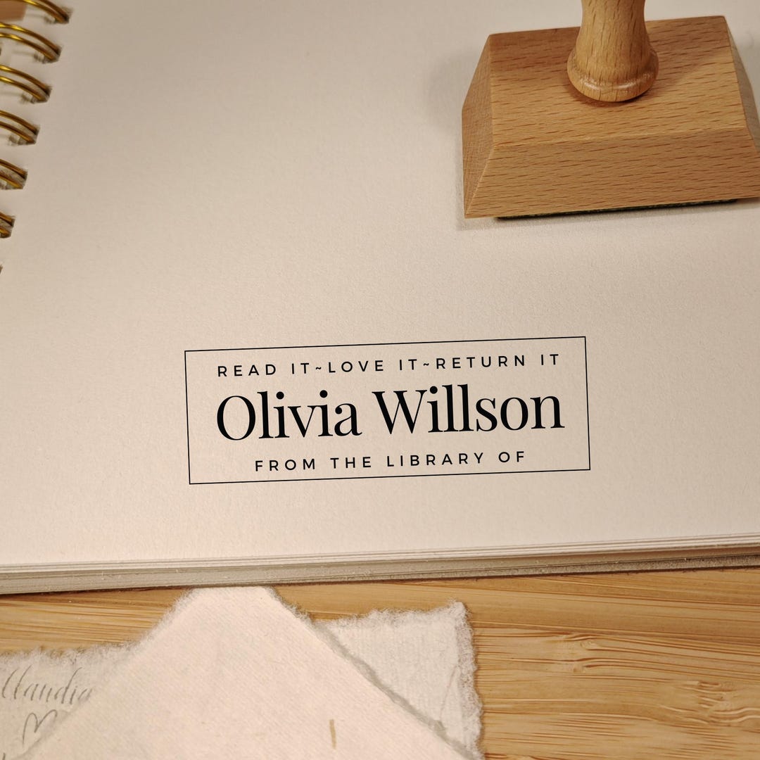Readable Stamp Ex Libris Bookplate Stamp Read It Love It Return It Personalised ...