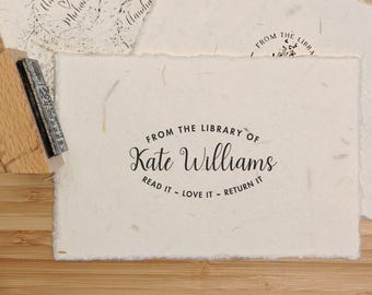Custom Stamp - Ex Libris Bookplate –  Personalised Library Stamp – Handmade UK