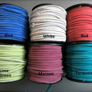 3mm Split Suede Lace, 3mm x 2mm, 5 Yards, Color Choices, Ready to Ship image 1