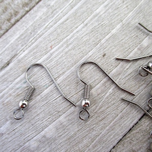 Surgical Steel FRENCH EAR WIRES,  10 Pairs, Ball & Coil Hypoallergenic Ear Wires