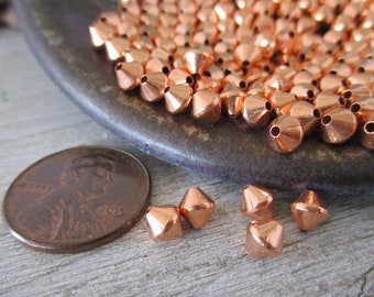 COPPER BEADS Rombo 4.8mm Beads 50 Pieces, Copper Bicone Beads, Ready To Ship