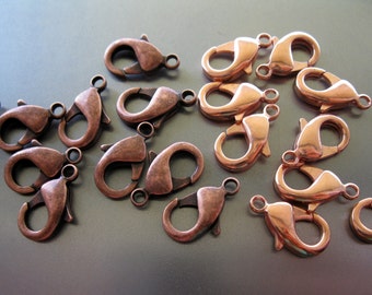 4 Copper Plated Brass 20x12mm Trigger Clasp, Large Clasp Choice of Bright Copper or Oxidized, Ready to Ship!