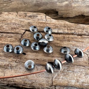 4.5x3mm Navajo Pearls Saucer, 5 Handmade Oxidized Sterling Silver Beads, 1.1mm Hole, You Get 5 Beads