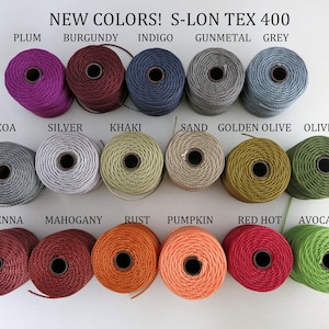 S-Lon Tex 400 Beading Cord, Kumihimo, Macrame, Crochet Cord, 0.9mm Diameter, 35 Yard Spool, Choice of Colors