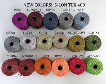 S-Lon Tex 400 Beading Cord, Kumihimo, Macrame, Crochet Cord, 0.9mm Diameter, 35 Yard Spool, Choice of Colors