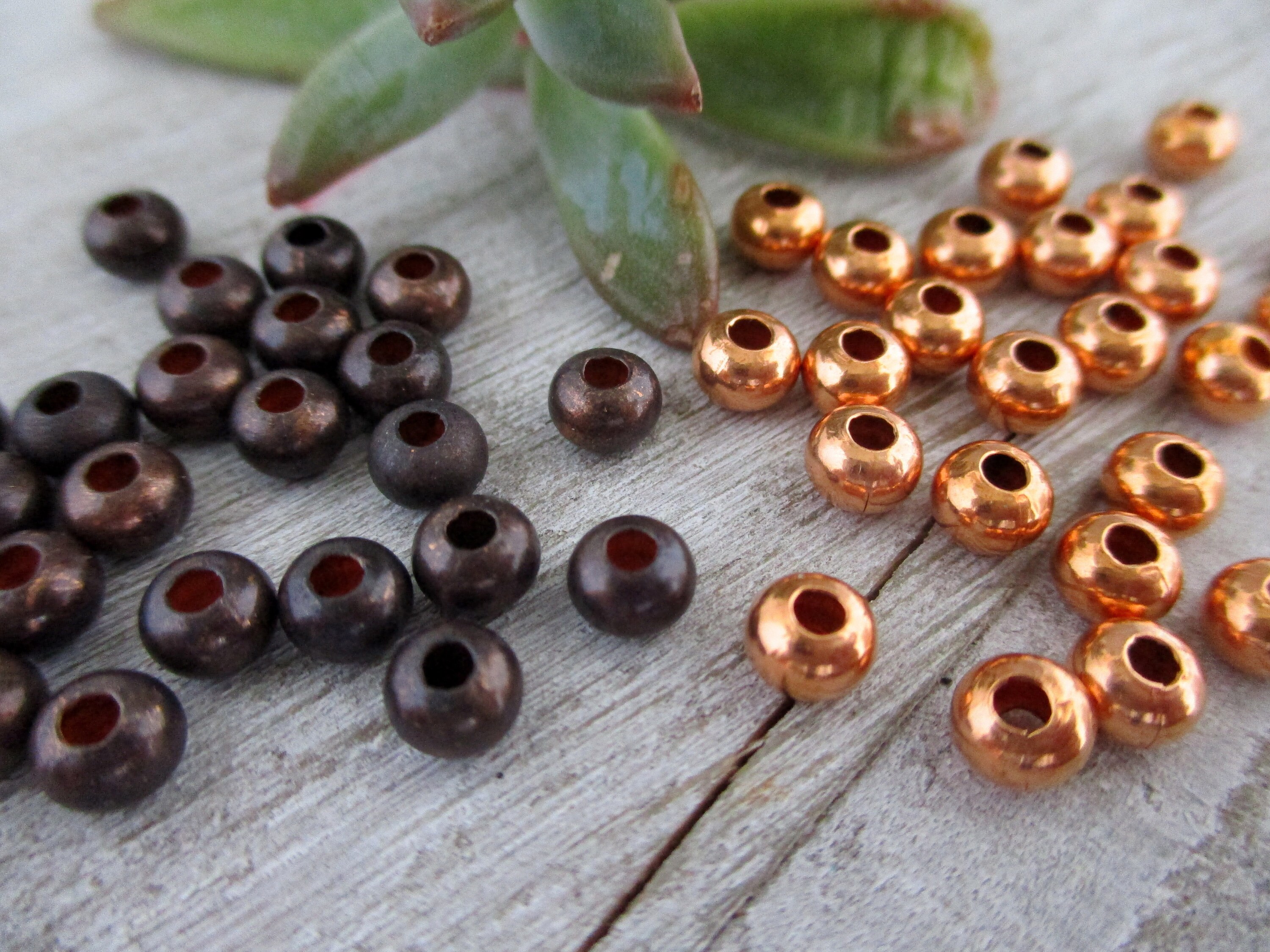 COPPER BEADS 4.8MM Rondelles 50 Pieces, Bright Copper or Antique Oxid…