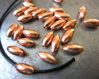 COPPER Elliptical Beads, 4.8x9.5mm Seamed Beads, 2mm Hole, 25 Pieces