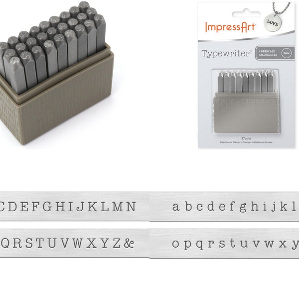 ImpressArt 3mm Typewriter Metal Stamp Set, Basic Metal Stamps, Uppercase or Lowercase, For Soft Metals