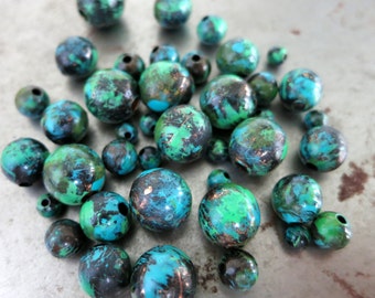 10 RIVER RUN Patina Beads, Copper Beads, Hand Applied Patina, Choose 4mm, 6mm, 8mm or 9.5mm Beads