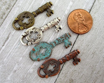 2 Key Charms, Mykonos Metal Casting, 32mm, Choice of Finish, Lead Free Metal, Made in Greece