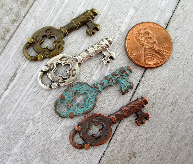 2 Key Charms, Mykonos Metal Casting, 32mm, Choice of Finish, Lead Free Metal, Made in Greece image 1