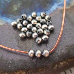 3mm Navajo Pearls, Oxidized Sterling Silver Beads, .9mm Hole, You Get 10 Beads