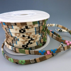 Woven Cotton Cord: 5mm Khaki Pastel Native Design, Boho Style