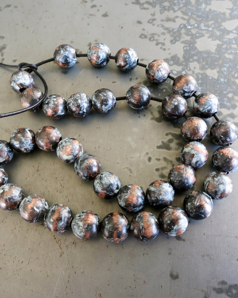 10 White Buffalo Patina Beads, Copper Beads, Hand Applied Patina, Choose 4mm, 6mm, 8mm or 9.5mm Beads image 5